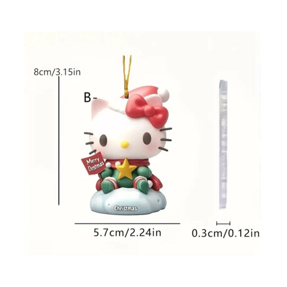 Hello Kitty Merry Christmas Tree Ornament Cute Multicolor Acrylic Holiday Decor - Picture 2 of 3